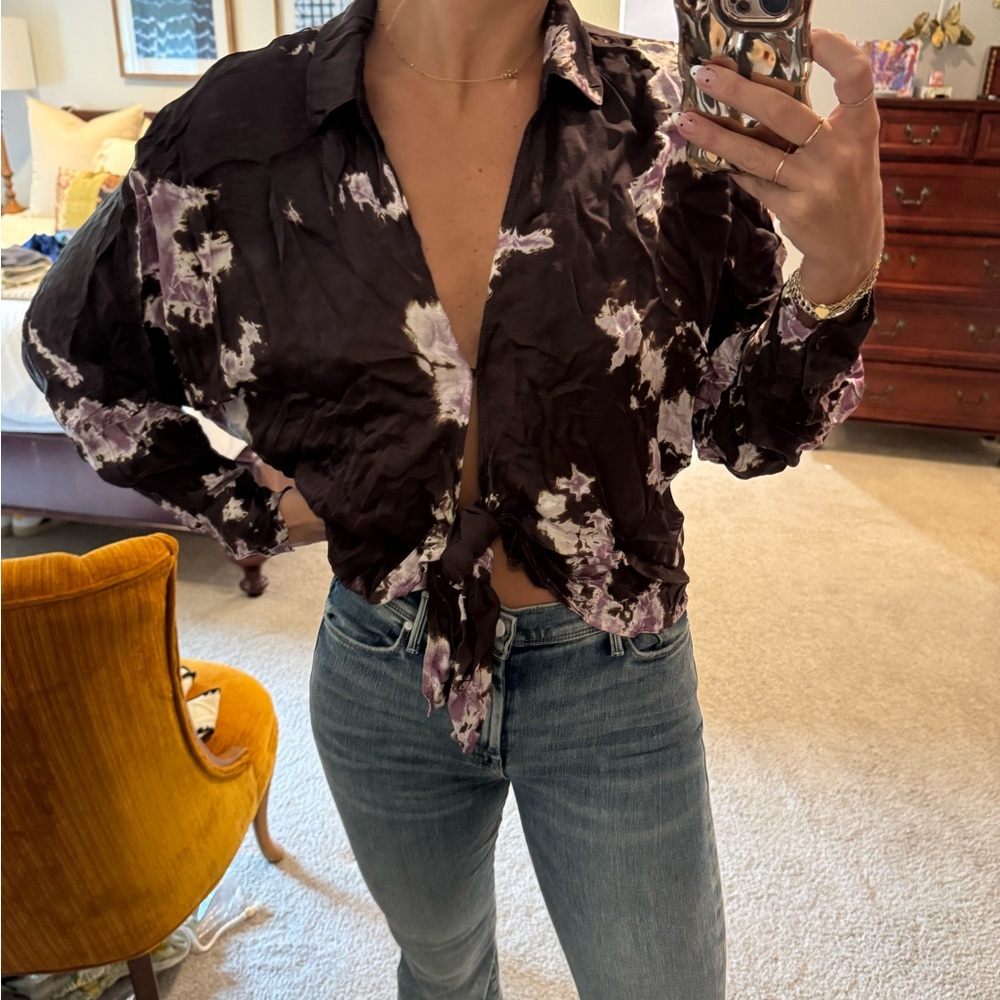 Young Fabulous & Broke Black and Purple Tie-Dye Blouse